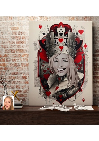 Bk Gift Kişiye Özel Maça Kızı Kraliçe Kanvas Tablo-3 70x100 , Sevgiliye Hediye, Arkadaşa Hediye Kobitmeyencom33362 Bk Gift
