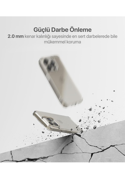 İphone İle Uyumlu Cyrstal Clear Şeffaf Silikon Kılıf Arkası Sert Polikarbonat Kenarları Yumuşak Tpu Silikon Premium Ultra Şeffaf Kılıf Kapak Matte Clear, 15 Pro Max