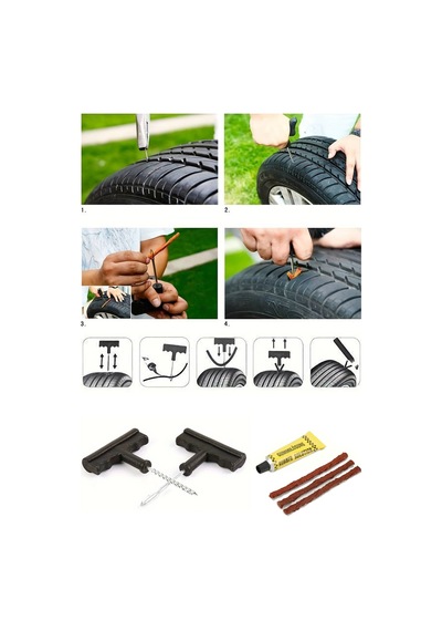 Tekerlek Tamir Kiti Dış Lastik Araba Motorsiklet Otomobil Bisiklet Scooter Lastik Tamir Fitil Seti Siyah - 698662007 Siyah