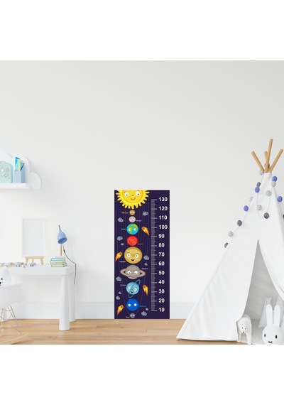 Çocuk Odası Bebek Odası Boy Ölçer Boy Cetveli Sticker Gezegenler