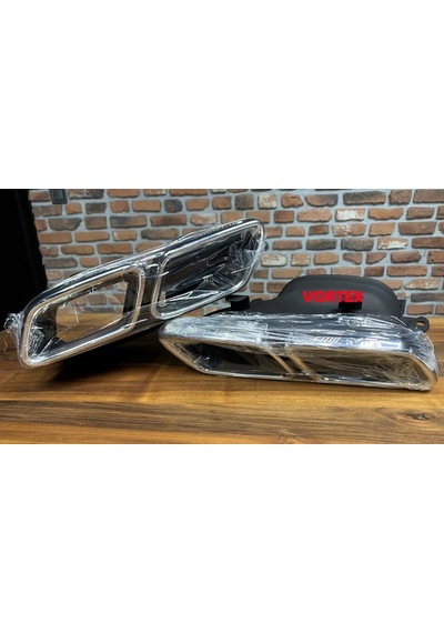 Mercedes - Arka Egzoz Ucu Set C63 Gümüş Renk W205 2014-