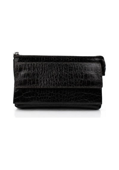 Alphaclub Bag Unisex Hakiki Kroko Deri Çok Bölmeli Portföy Çanta Kahverengi