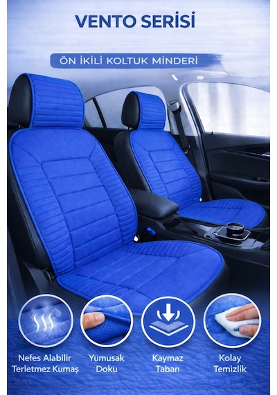 Renault Clio 1998 Ve Sonrası Clio 4 2012-2019 Uyumlu Vento Serisi Mavi 2'li Minder Seti