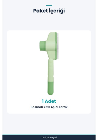 Pratik Evcil Hayvan Kıtık Açıcı Tarak - Basmalı - Kendi Kendine Temizlenebilen - Tüy Toplama