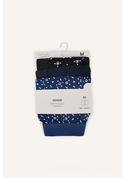 Defacto Regular Fit Geometrik Desenli 3lü Boxer I3046ax26aunv135 Lacivert-nv135