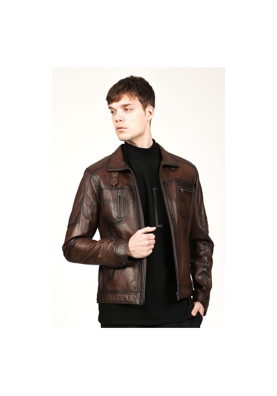 Dericlub E1047 Gerçek Deri Erkek Mont Camel Antik Camel