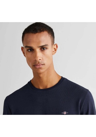 Gant Erkek Lacivert Slim Fit Bisiklet Yaka T-shirt-11247 Lacivert