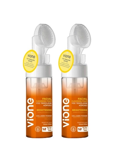 Vione 2 Adet Yüz Temizleme Köpüğü 150ml Aydınlatıcı Besleyici Özel Fırçalı