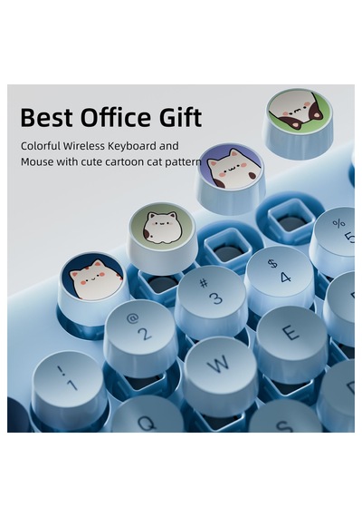 Mofıı Silly Cat Kablosuz Klavye Mouse Seti 2.4g Sevimli Kedi Tasarımlı 104 Tuş Set Optik