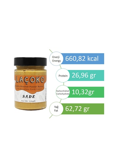 Laçoko Doğal Çifte Kavrulmuş Yer Fıstığı Ezmesi 3 x 320 G