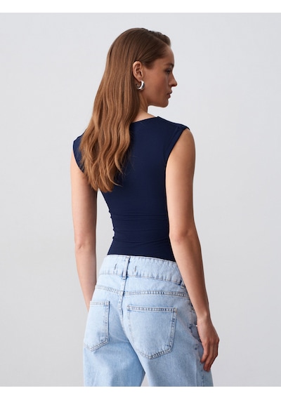 Dilvin 21222 V Yaka Basic Top-k.lacivert