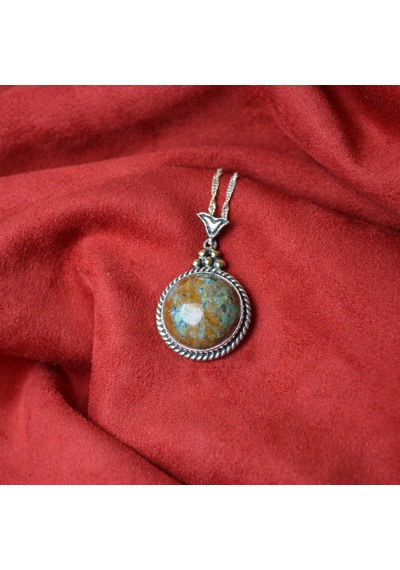 Dolunay Gümüş Çerçeve Zümrüt Kadın Kolye Renkli 54364446