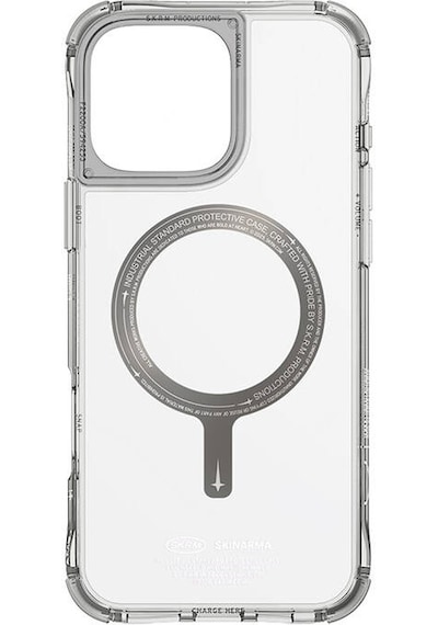 Apple iPhone 16 Pro Skinarma Saido Prime Kılıf Magsafe Şarj Özellikli Şeffaf Airbag Tasarımlı Titanyum