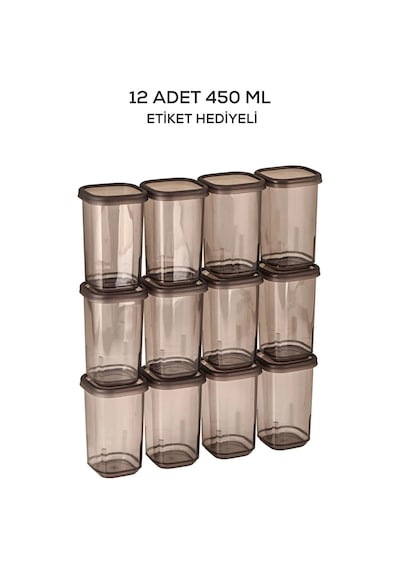 Mithra Life Mıt1135 1 Sızdırmaz Kapak Baharatlık Saklama Kabı I + Etiket Antrasit 450 ML 2 Adet Antrasit