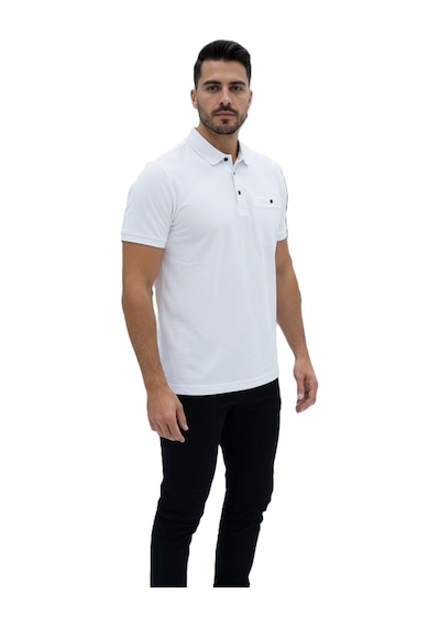 Lacaton Erkek 26-7015 Normal Beden Polo Yaka Flota Cepli T-shit Beyaz Beyaz