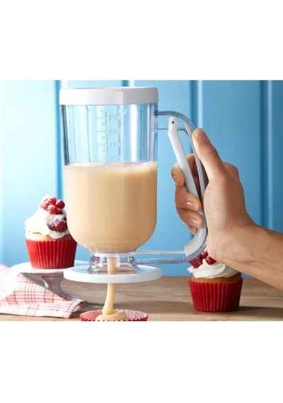 Pankek Dağıtıcı Hamur Porsiyonlayıcı Şekillendirici 900 Ml Dökme Aparatı Beyaz Beyaz