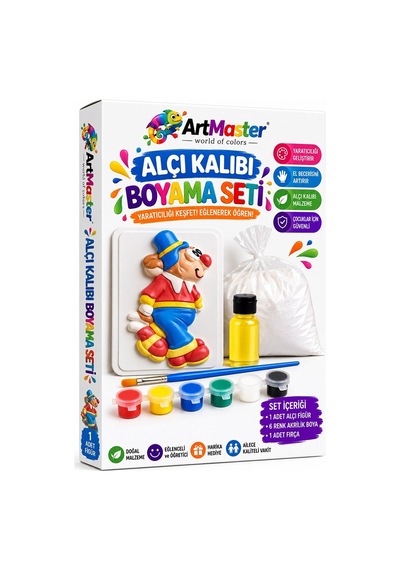 Alçı Kalıbı Boyama Seti K10 1 Paket Alçı Tozu Yağ 6 Renk Boya Fırça İş Eğitimi Seramik Okul Sınıf Resim