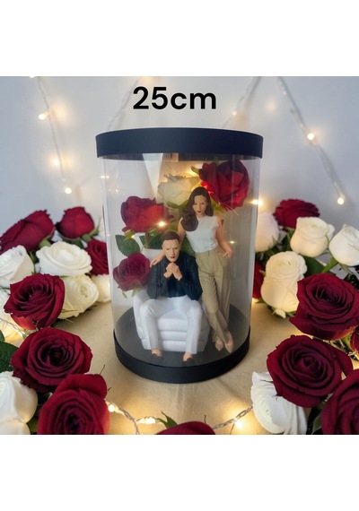 Daima Yanındayım-biblolu Işıklı Kutu Güller 25cm