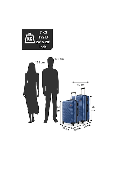 G&d Polo Suitcase Abs Orta Ve Büyük Boy Çivit Mavi 2'li Valiz Seti 600.05-b Mavi