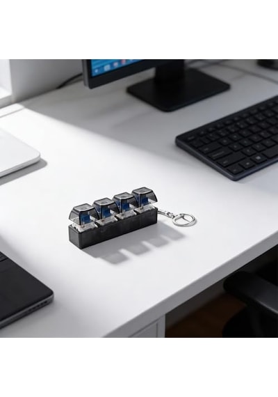 Rgb Klavye Fidget Oyuncak Anahtarlık, 4 Düğmeli Ve Renkli Led Işıklı, Stres Giderme, Evde Odaklanma Ve Eğlence İçin Taşınabilir Abs Clicker, Ofis, Şeffaf Beyaz