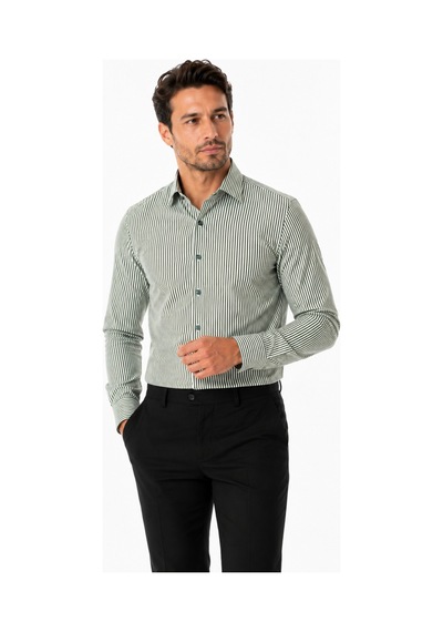 Elitpark Exclusive Line Yeşil Pamuklu Cepli Erkek Gömlek