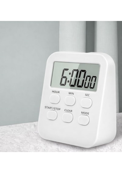 Beyaz Öğrenci Dijital Timer Alarmlı Geri Sayım, Kronometre Ve Saat Modu Büyük Lcd Ekran Manyetik Zamanlayıcı-dol288