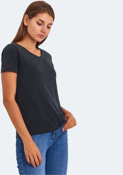 Slazenger PERICAS Kadın V Yaka Siyah Tişört