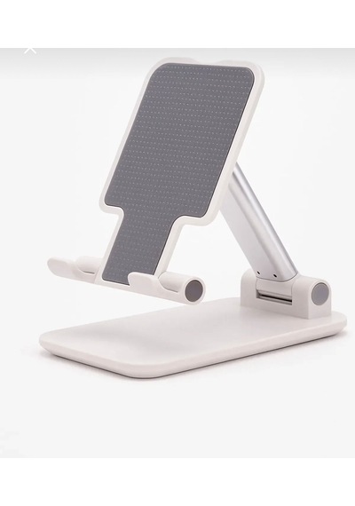 Ayarlanabilir Telefon Standı Katlanabilir Masaüstü Tutucu Kaymaz Silikon Tabanlı Metal Gövdeli Stand Beyaz