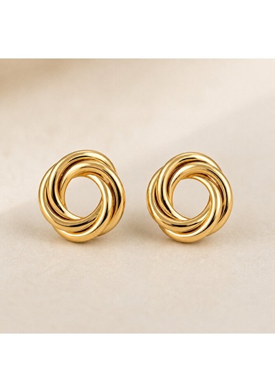 Spiral Düğüm Küpe Altın Gümüş Renk Minimal Şık Günlük Kullanım 1.