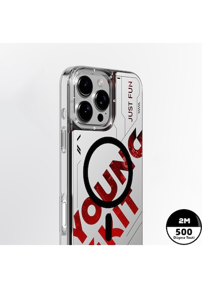 Apple iPhone 16 Pro Uyumlu Kılıf Magsafe Şarj Özellikli Airbagli Youngkit Future Streamer Serisi Kapak Kırmızı