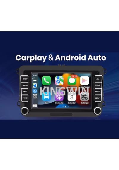 7 İnç Volkswagen Skoda Uyumlu 2gb Ram 32gb Hafıza Android Carplay Multimedya Arka Kamera  7"