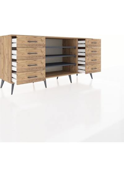 Hyperion Konsol 3 Raflı 8 Çekmeceli 176x44x83 Çam-antrasit/çam Antrasit/çam Hyperion Konsol 3 Raflı 8 Çekmeceli 176x44x83 Çam-antrasit/çam Antrasit/çam