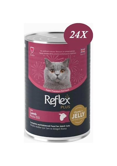 Reflex Plus Jöle İçinde Et Parçacıklı Kuzu Etli Yetişkin Kedi Konservesi 400 Gr 24 Adet