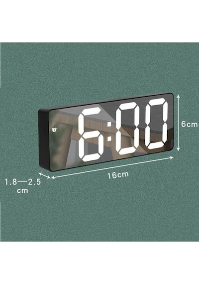 Aynalı Alarm Saat Takvimli Termometre Led Dijital Modern Masa Saati