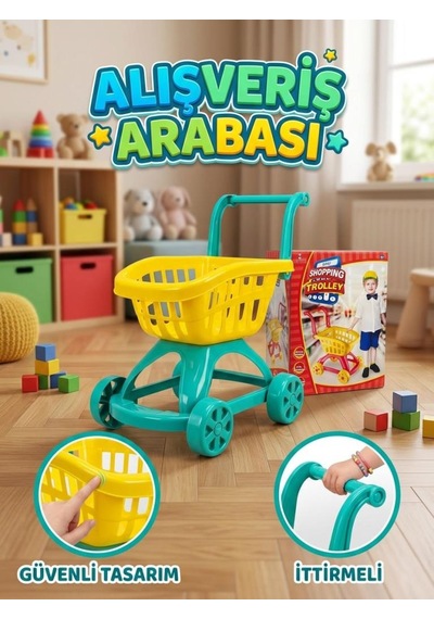 İlk Market Arabam - İttirmeli Eğitici Çocuk Alışveriş Ve Oyuncak Market Arabası