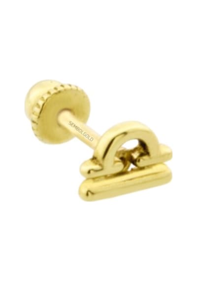 Altın Tragus Piercing 14 Ayar Terazi Burcu Altın