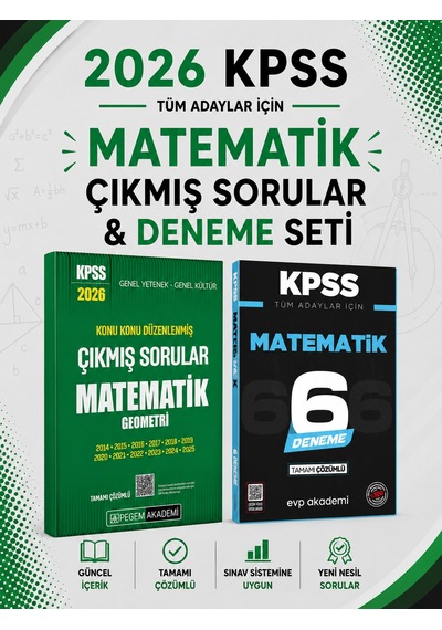 Pegem 2026 Kpss Matematik Çıkmış Sorular & Kpss Matematik 6 Deneme Evp Akademi