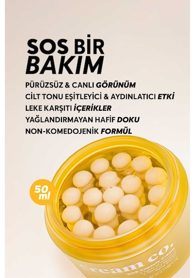 Cream Co. Leke Karşıtı Cilt Tonu Eşitleyici C Vitamini içeren Nemlendirici Kapsül Yüz Kremi 50 ML