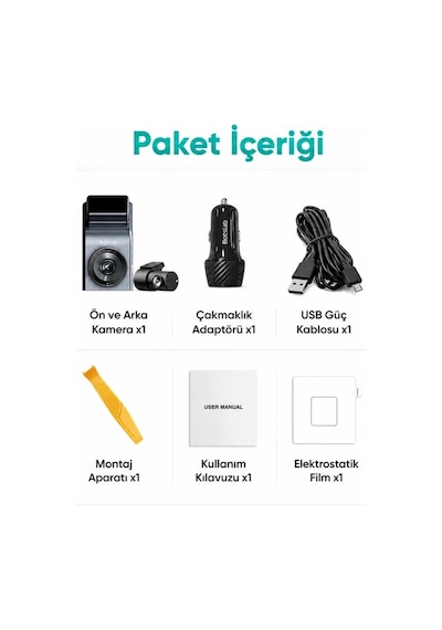+360 Botslab G300H Pro ADAS 3K Ön+Arka WiFi+GPS 150° Geniş Açı Gece Görüşlü Araç İçi Kamera Dash Cam