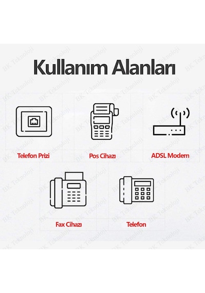 Rj11 6p2c Hazır Telefon Modem Ara Hat Kablosu 10 Metre
