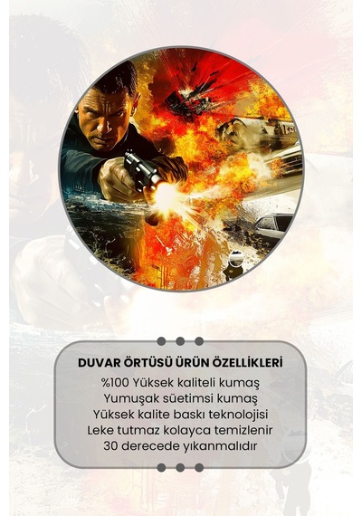 Aksiyon Patlaması Desenli Duvar Halısı Duvar Örtüsü Tapestry Süet Dokulu Kumaş