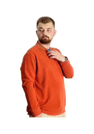 Mode Xl Büyük Beden Erkek Sweat Polo Selanik Nakışlı 20440 Tarçın Taba