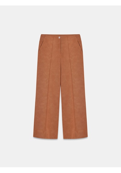 Dilvin 72252 Dikiş Detaylı Süet Görünümlü Pantolon-taba Taba
