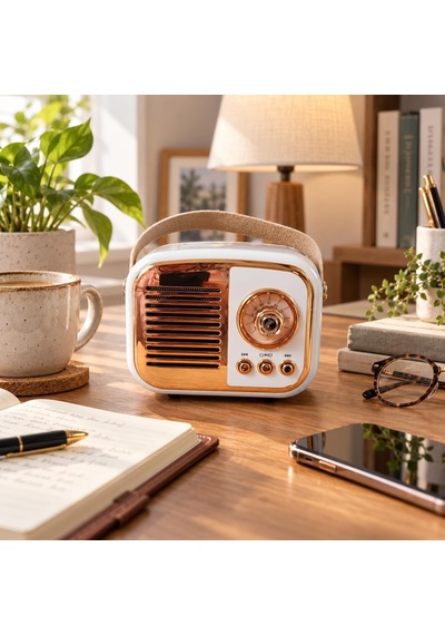 Retro Tasarım Bluetooth Hoparlörlü Radyo Taşınabilir Kablosuz Müzik Çalar, Usb/aux/tf Kart Destekli