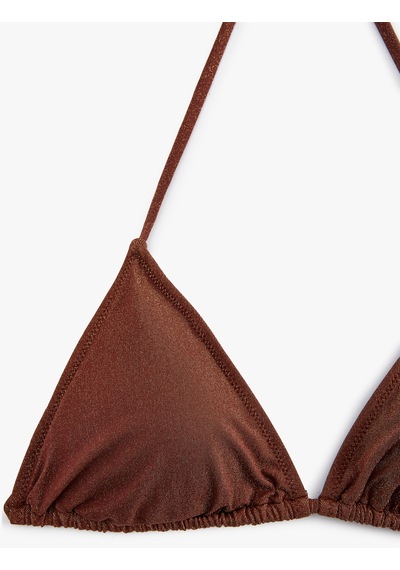 Koton Simli İpli Üçgen Bikini Üstü Kahverengi 5sak10057mm Kahve
