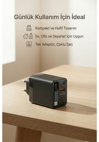 65w Super Fast Charger Type-c Hızlı Şarj Adaptörü Laptop, Tablet & Telefon Uyumlu SİYAH