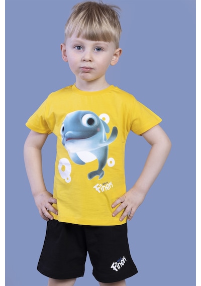 Toontoy Kids Toontoy Erkek Çocuk Balık Baskılı Şortlu Takım Sarı