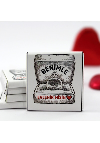 Dark Brown Benimle Evlenir misin? Yazılı El Yapımı Madlen Çikolata 48 Adet