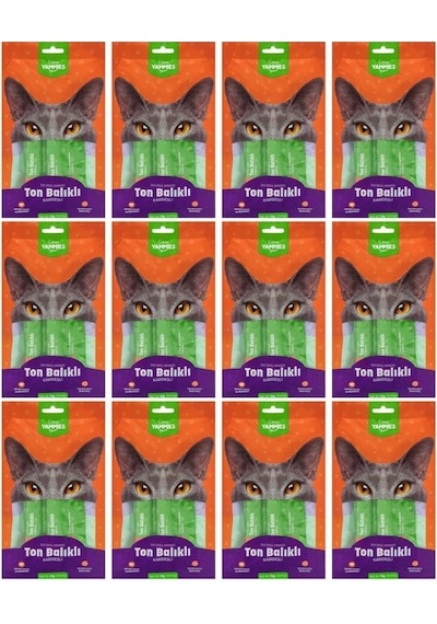 Kiwi Pets Kycc-50530 Yammies Ton Balıklı Karidesli Sıvı Kedi Ödül Maması 12 Paket