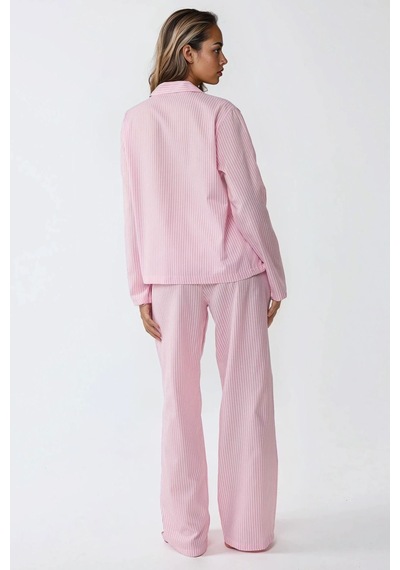 Hiccup Çizgili Pamuklu Pijama Takımı Pembe